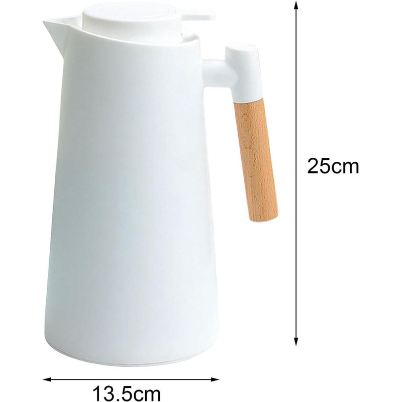 Rajun 1 Litre Thermal Coffee Carafe Jugs Vacuum Insulated Coffee Pot 24 Hour Heat Retention White