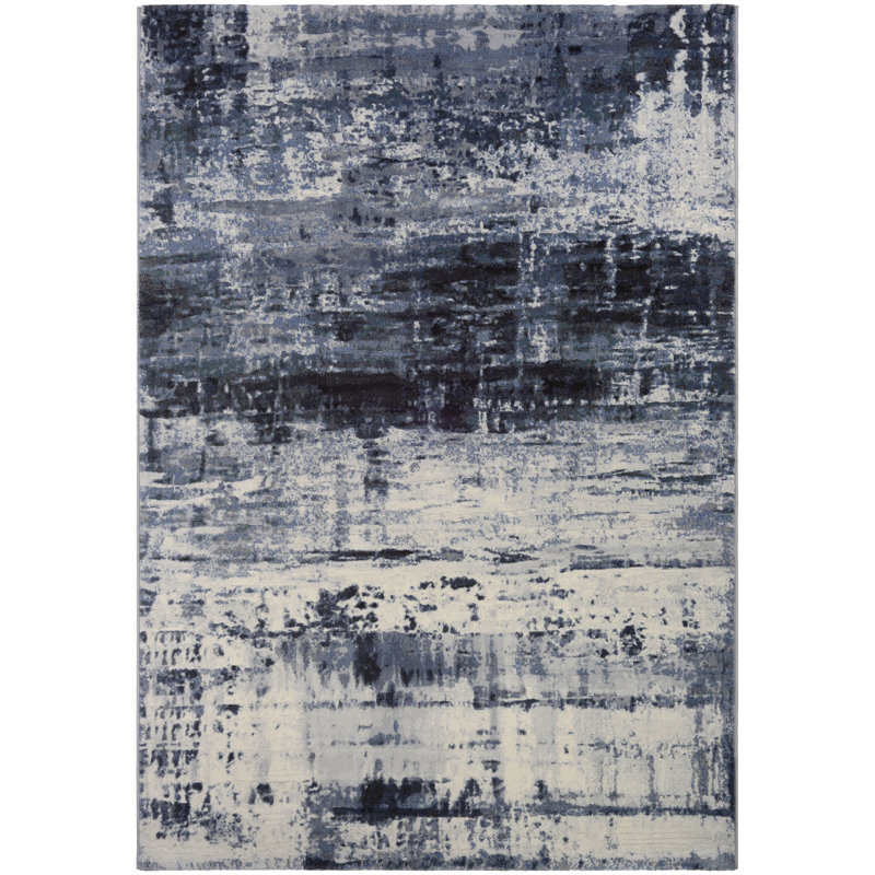 Kellems Abstract Slate Denim Blue Performance Area Rug, Rectangle 2' x 3'7"