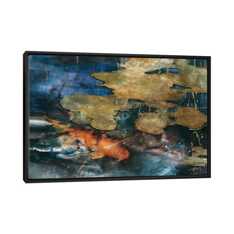Koi by Theo Beck - Print, 18" H x 26" W x 1.5" D, Black Framed Canvas, No Mat