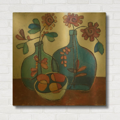 « Fleurs danoises modernes » par Holly Wojhan, tableau mural en métal doré, 91,4 cm x 91,4 cm