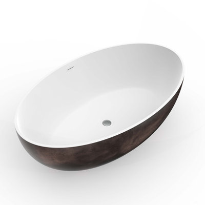 67 Inch Freestanding Solid Surface Soaking Bathtub For Bathroom