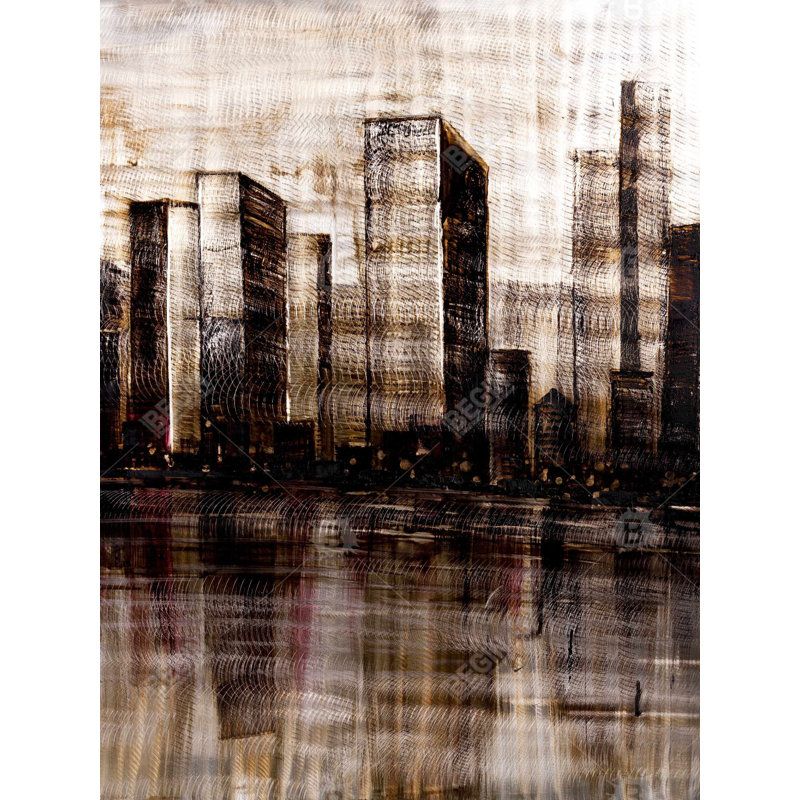 Croquis de la ville - Toile beige pour décoration intérieure
