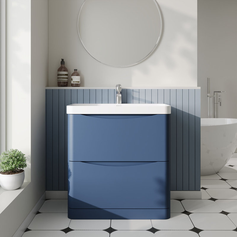 Lunar Bathroom Vanity, Satin Blue, 80.7 cm W