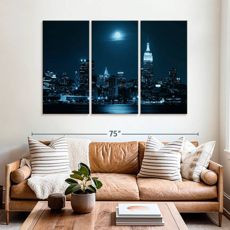 Sebbie lever de la lune sur Manhattan, H 42 po x l 65 po