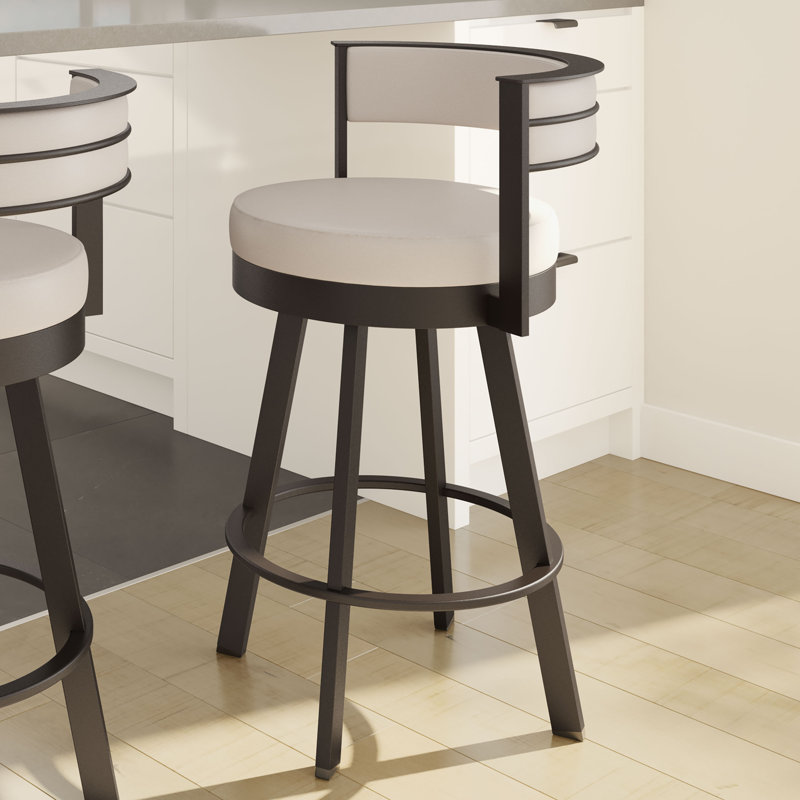 Matthews Swivel Counter & Bar Stool, Beige, Textured Dark Brown, Bar Stool (30" Seat Height)