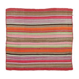 Vintage Frazada Square Kilim In Vibrant Polychrome Striped Pattern - Rug & Kilim