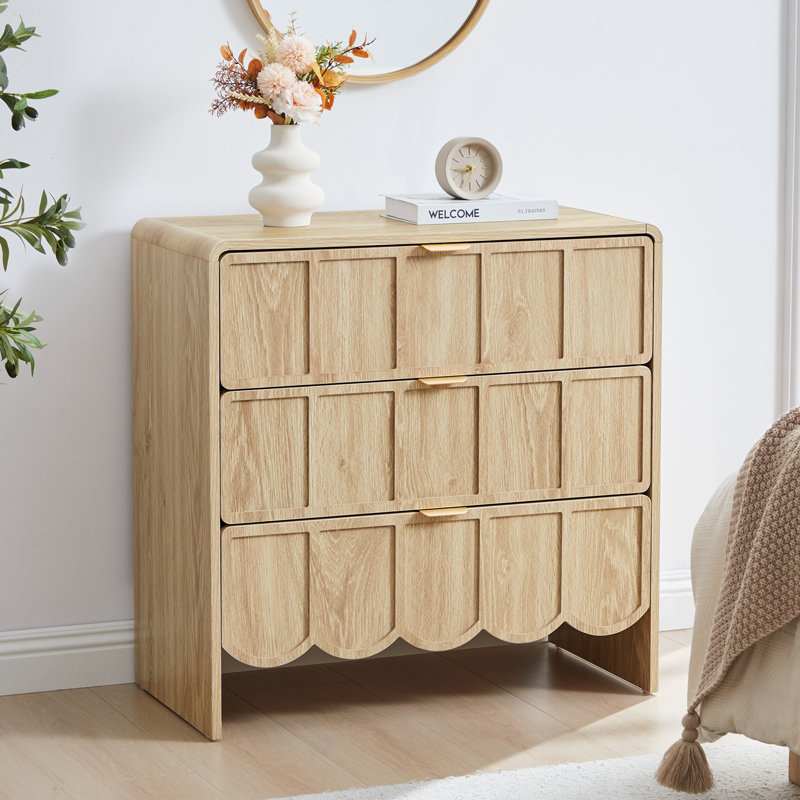 Commode d'appoint avec 3 tiroirs, Naturel