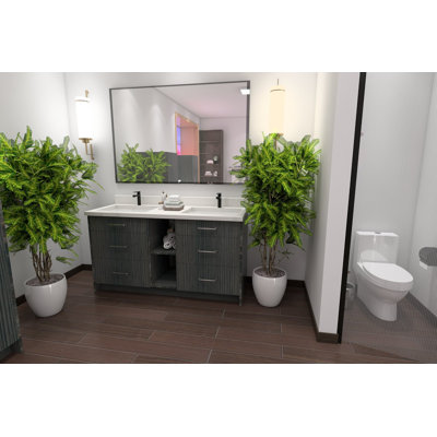 Base de meuble-lavabo double 61 po Sarasota, prête à installer