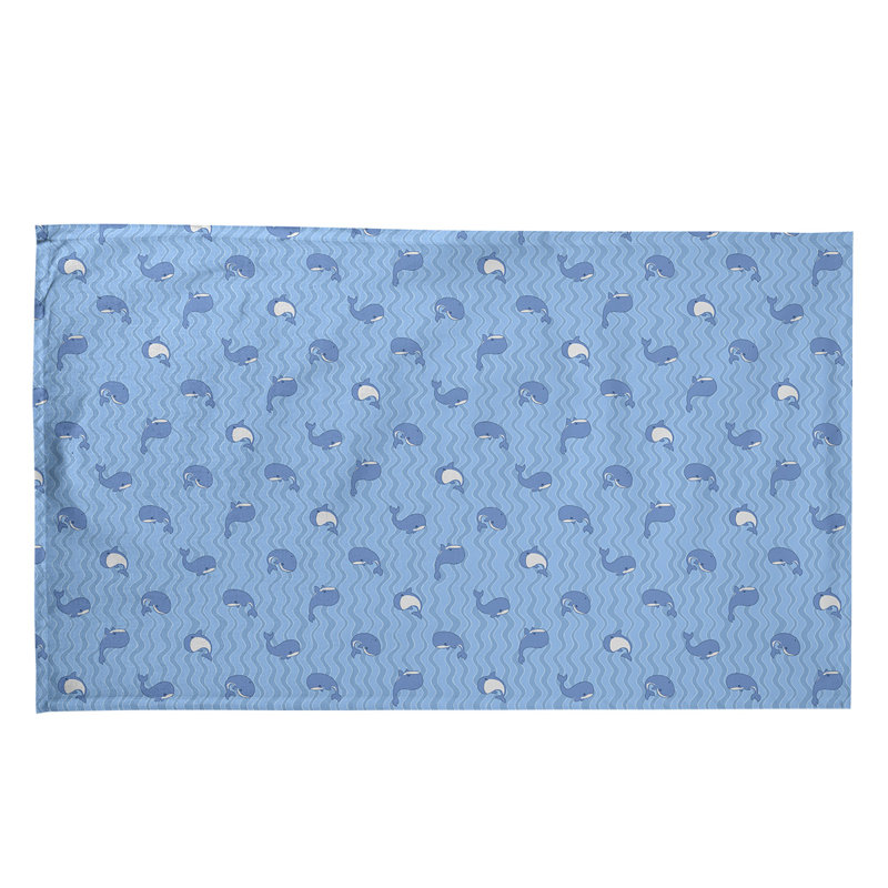Serviette de thé à motif baleines, Bleu, Polyester sergé