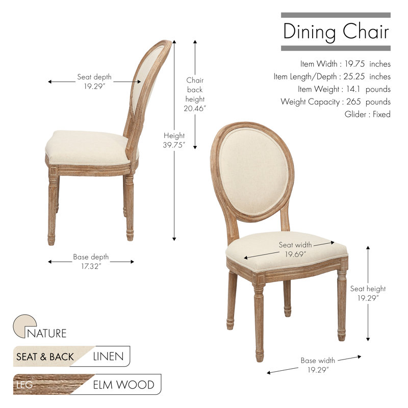 Chaise d'appoint rembourrée en lin, Naturel