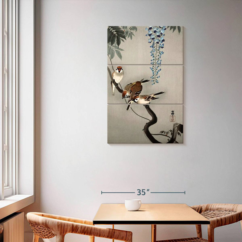 Brampt Ring Sparrows At Wisteria, 57" H x 36" W