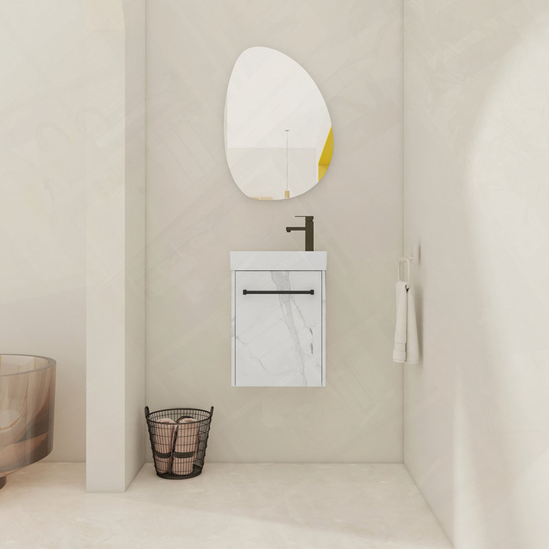 Meuble-lavabo flottant mural avec évier en céramique