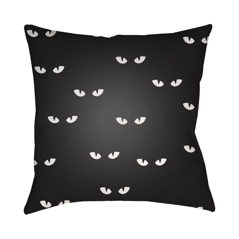  Indoor/Outdoor Throw Pillow, 18" H x 18" W x 4" D, Black, White