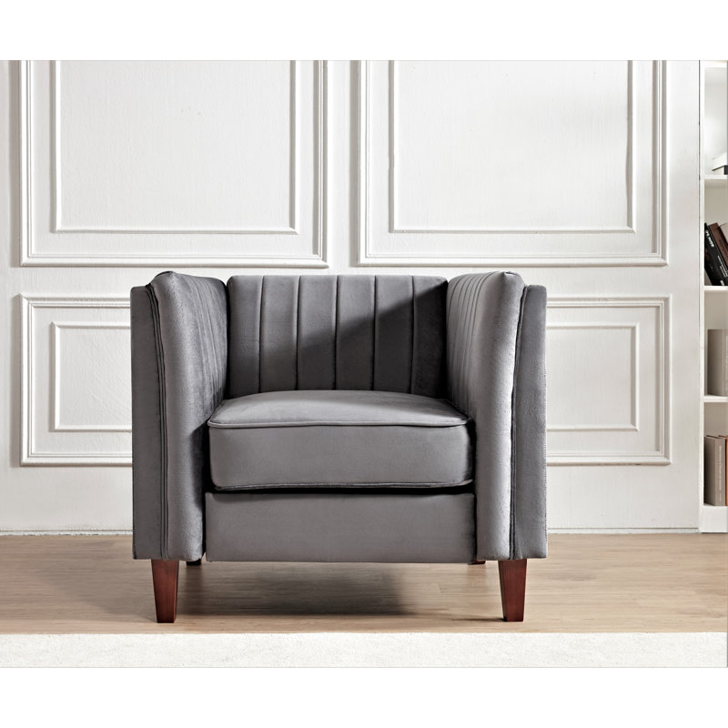 Chaise avec accoudoirs en velours Alicia, Velours gris