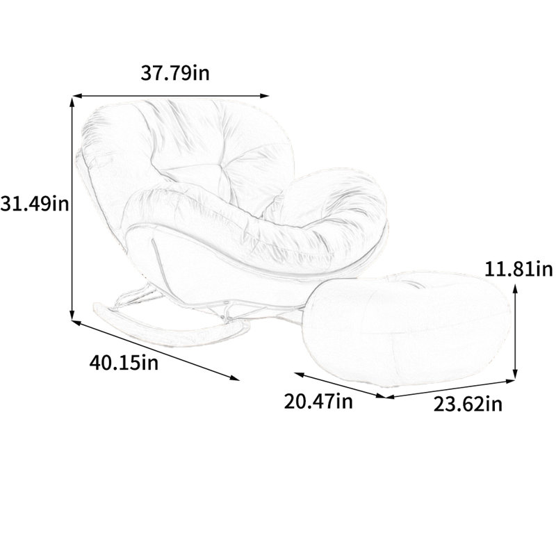 Chaise berçante ergonomique en métal capitonné, Vert / beige