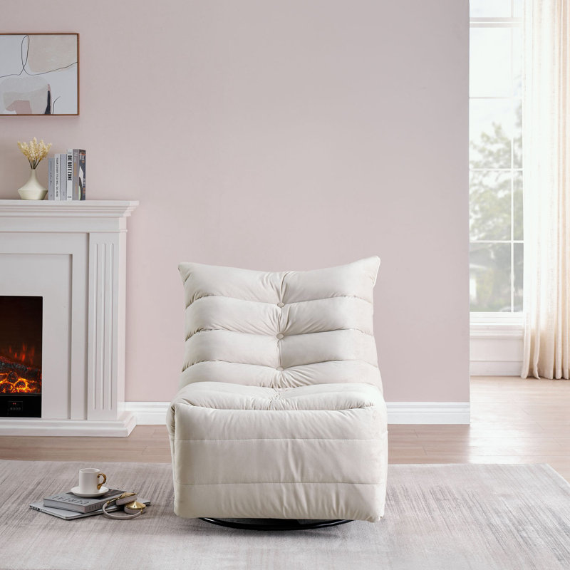 Chaise longue en velours Namra, Beige