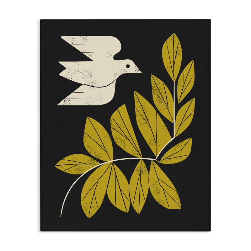 Toile Mid-Century colombe et branches, design par Renea L. Thull, H 48 po x l 36 po