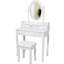 Bureau de meuble-lavabo avec miroir pivotant à 360 °, rangement à 4 tiroirs, finition blanche, tabouret confortable, tiroirs d'organisation soignés, utilisation polyvalente dans la chambre à coucher