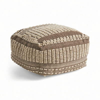Rustic Wool and Cotton Large Pouf