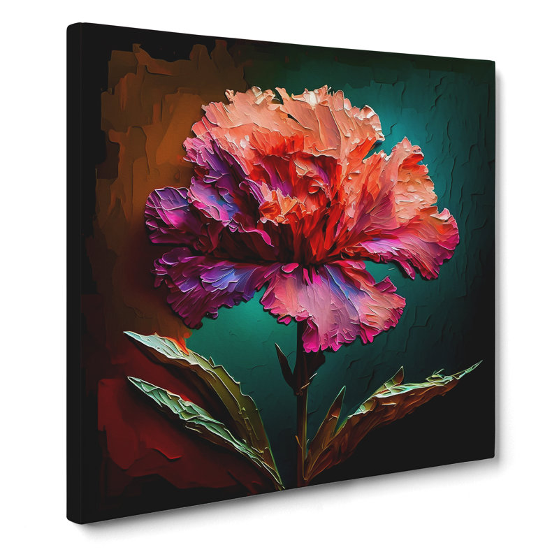 Carnation Flower Palette Knife Painting No.2 - Wrapped Canvas, 35cm H x 35cm W x 3cm D
