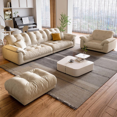 Ensemble de salon en polyester 3 pièces beige