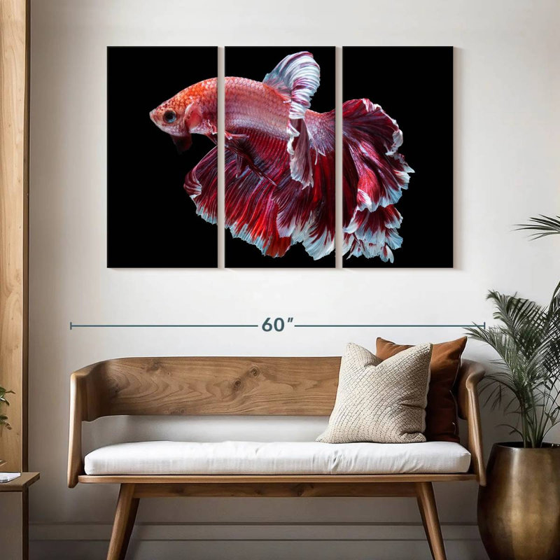 Brampt Red And White Betta Fish, 32" H x 50" W
