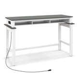 Ebern Designs Bar Table With Power Outlets Counter Height Table With Storage Compartments Wooden