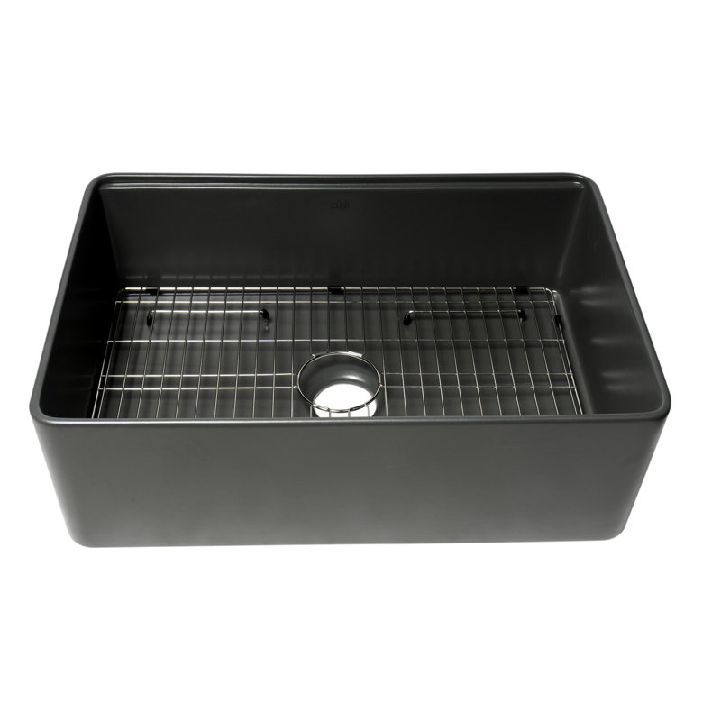 30'' L Single Bowl Fireclay Kitchen Sink, Gray
