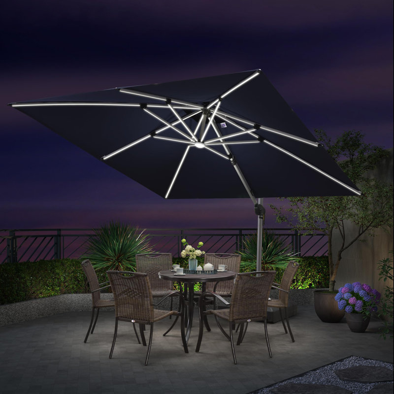 Parasol carré en porte-à-faux avec base, Marine