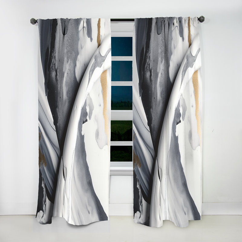 Eammon - Marble Painting Textured IV - Modern Velvet Curtain - Room Darkening - 1 panel, 52" W x 120" L