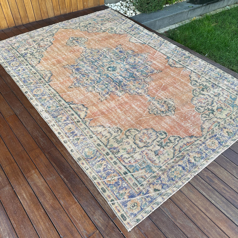 Grand grand tapis turc Oushak rétro en médaillon idéal pour l'espace de la salle à manger avec des tons bruns riches et une touche bohème