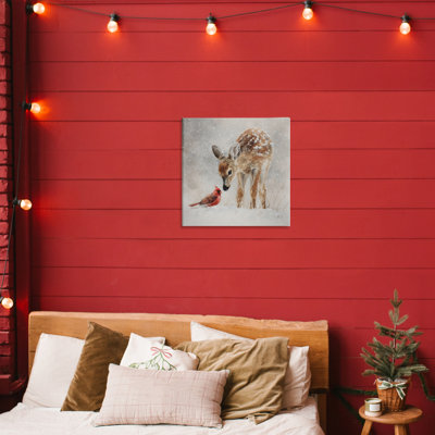 Little Fawn & The Cardinal Canvas, design by Tina LeCour