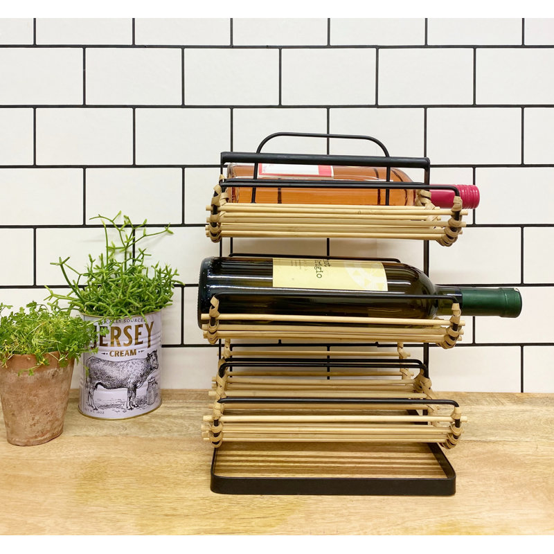 Focht Floor Wine Bottle & Glass Rack in Black