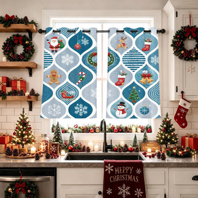 2 pièces rideaux occultants de rideau occultant à motif de flocon de neige de Noël pour le salon chambre à coucher cuisine décor de vacances