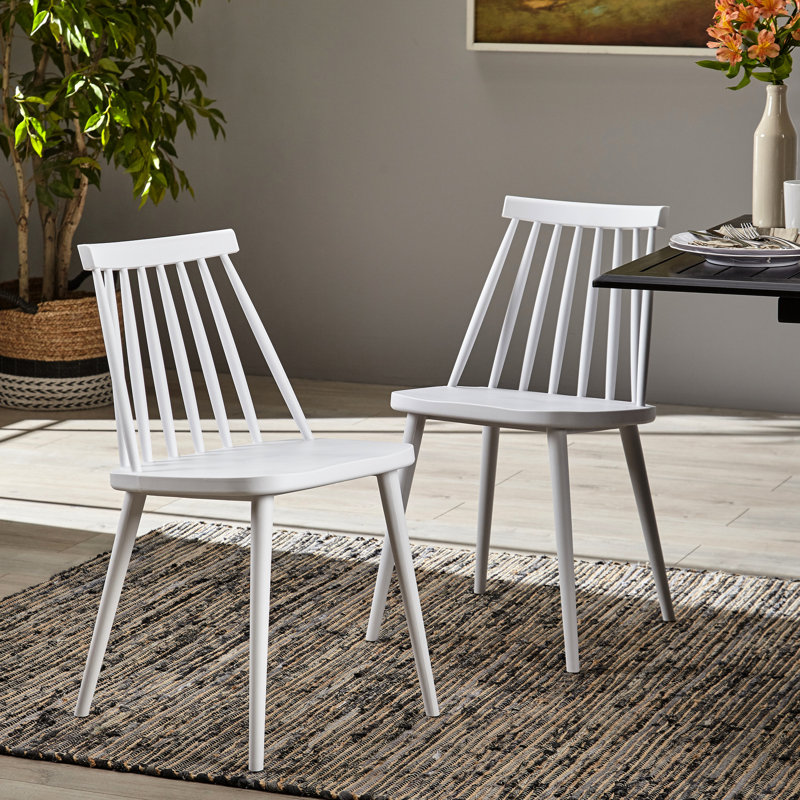 Chaises de salle à manger avec dossier à broches, 2 en blanc - Polypropylène, entretien facile pour une utilisation unique