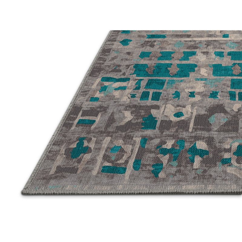 Machine Washable Gray Area Rug, Rectangle 5' x 7'
