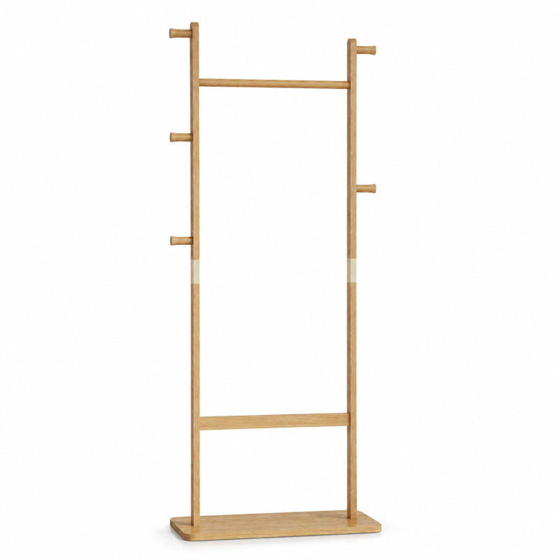 Porte-manteau autoportant en bois massif, teinte naturelle, 60 cm (L) x 30 cm (l) x 180 cm (H), écologique et facile à monter. Élégant et idéal pour la chambre, l'entrée et le salon.