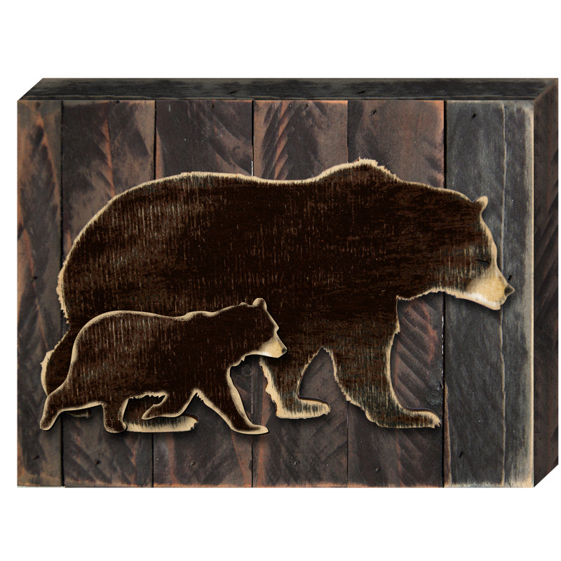 Décoration murale famille ours, H 12 po x l 18 po x P 2 po