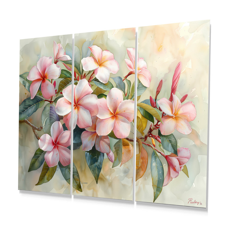 Ensemble de salon Tidiane - Plumeria Wall Art, Métal métal, H 40 po x l 60 po x P 1 po
