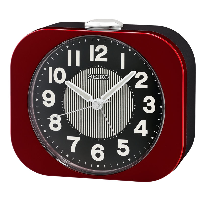 QHE206RLH Basic Alarm Clock, Red, Metallic Red