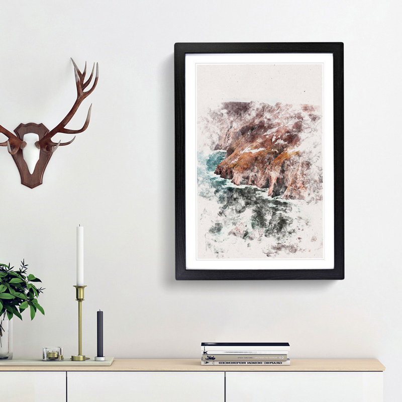 Slieve League Mountain in Ireland - Picture Frame Graphic Art Print, Black Framed, 45cm H x 33cm W x 2cm D