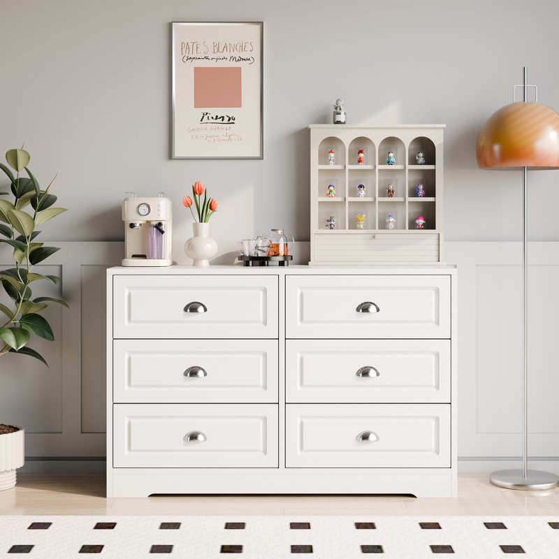 Commode double 6 tiroirs Aukusti, Blanc