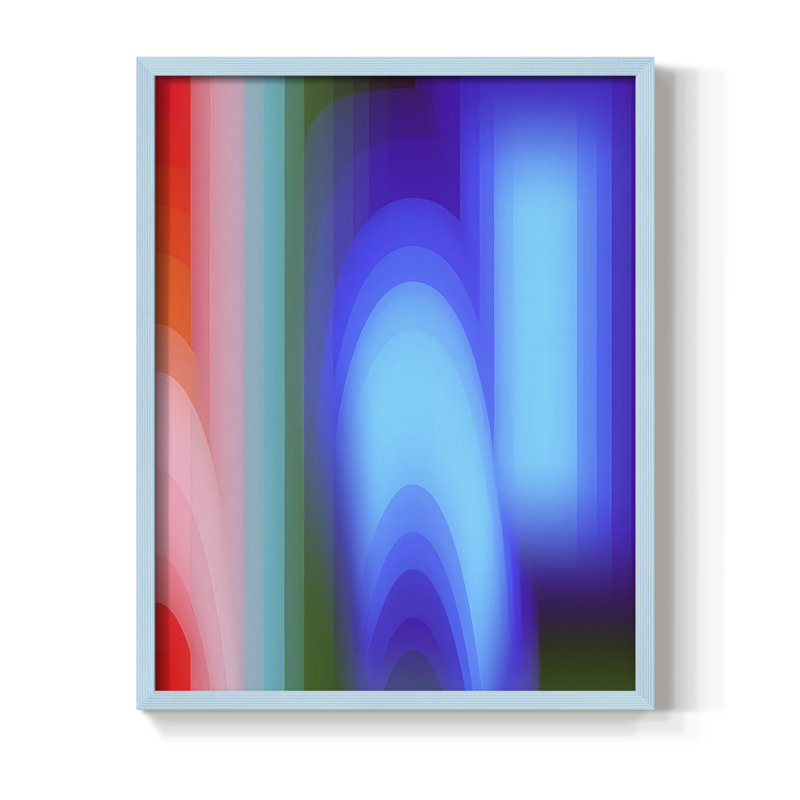 Impression encadrée Groovy Prism Gradients II - bois massif, H 30 po x l 24 po, Cadre bleu