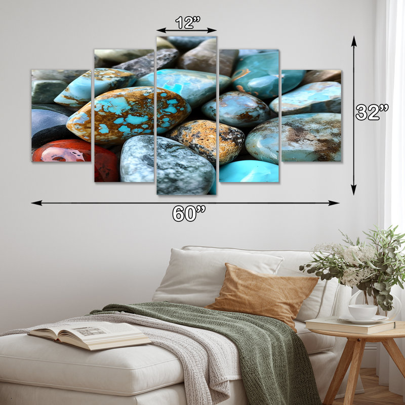 Ensemble de 5 roches turquoise et spirituelles, H 32 po x l 60 po