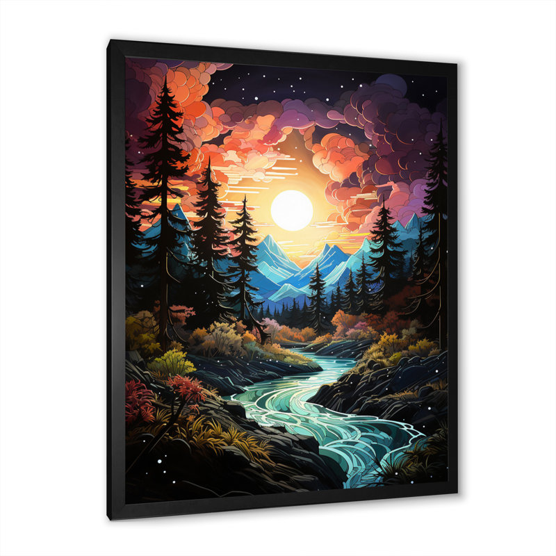 Cotley paysage aurore boréale Natures xiv - impression, H 20 po x l 12 po x P 1 po, Cadre photo noir