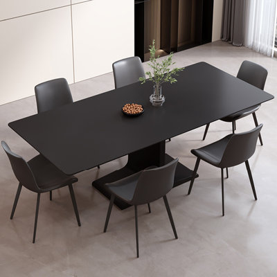 Tailah Black rock plate dining table is modern and simple
