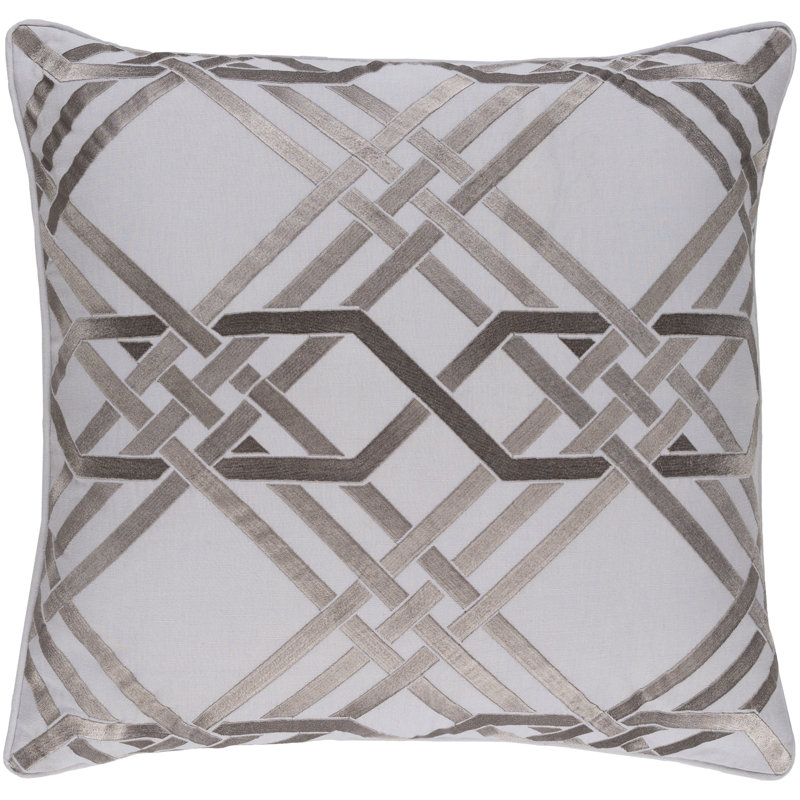 Geometric Throw Pillow, Light Gray, 18" H x 18" W x 4" D