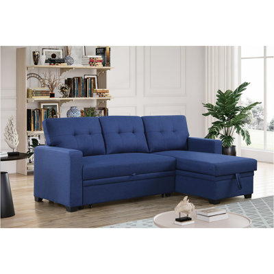 Convertible Upholstered Sectional Sofa With Pull-Out Chaise