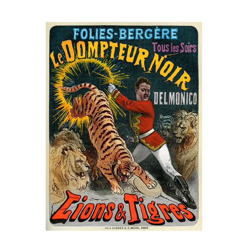 Art sur toile, "Le Dompteur Noir" par Jules Cheret, H 32 po x l 24 po