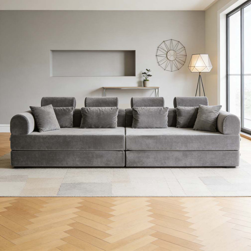 Canapé modulaire en L, Gris clair